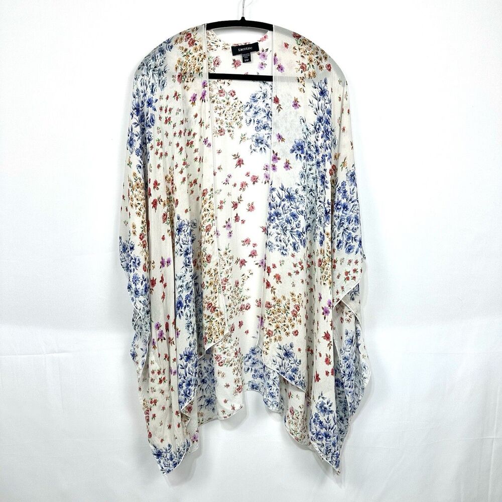 Karen Kane Bright Beachy Open Front Cardigan Coverup Lightweight Floral Size S/M